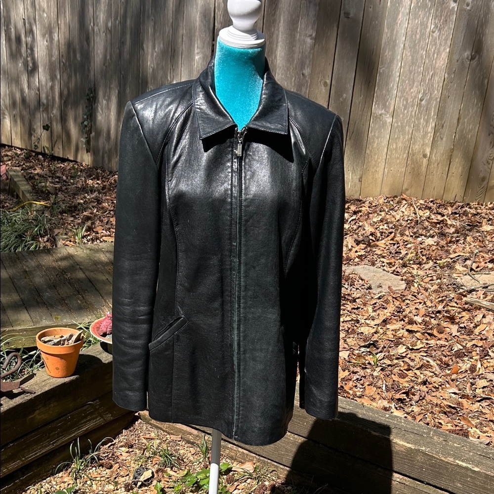 Alfani Black Leather Women's Jacket - Picture 1 of 5